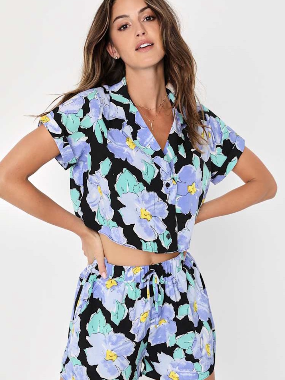 Lulus Lush Sun and Blooms Floral Two Piece Romper